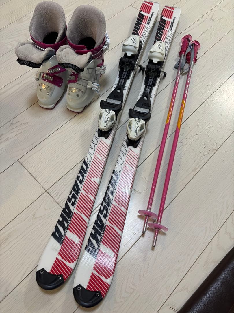 ジュニア スキー板 オガサカ靴ストック3点セット