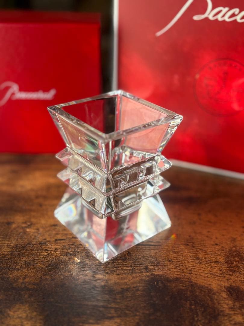 クリスマスに最適！Baccarat クリスタルスタッキング花瓶　元箱付き