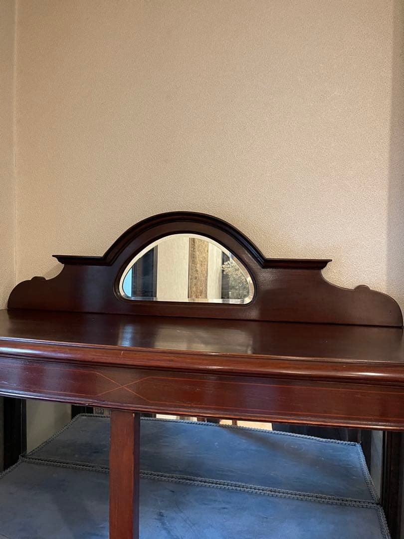 アンティーク木製キャビネット ステンドグラス付き