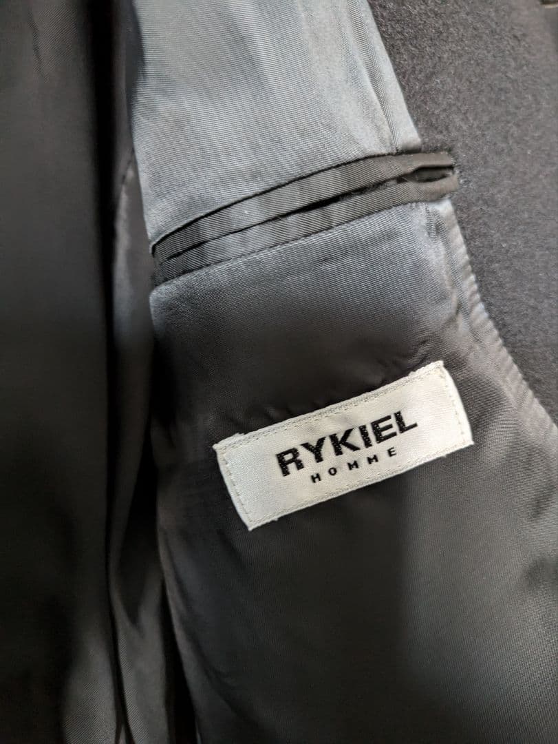 絵　RYKIEL HOMME ブラック ウール コート ロング