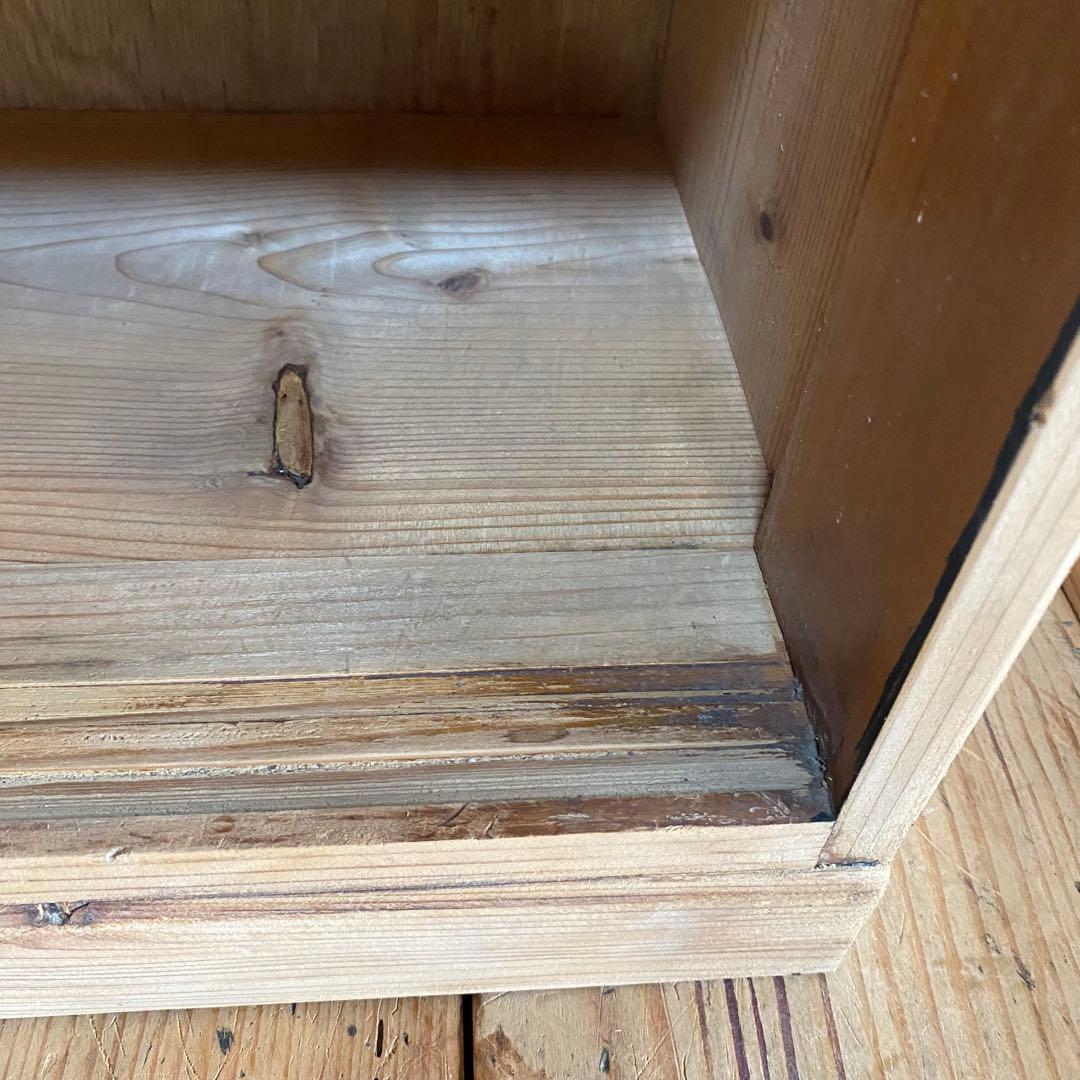 アンティーク ガラス 戸棚 キャビネット 食器棚 本棚 飾り棚 無塗装z