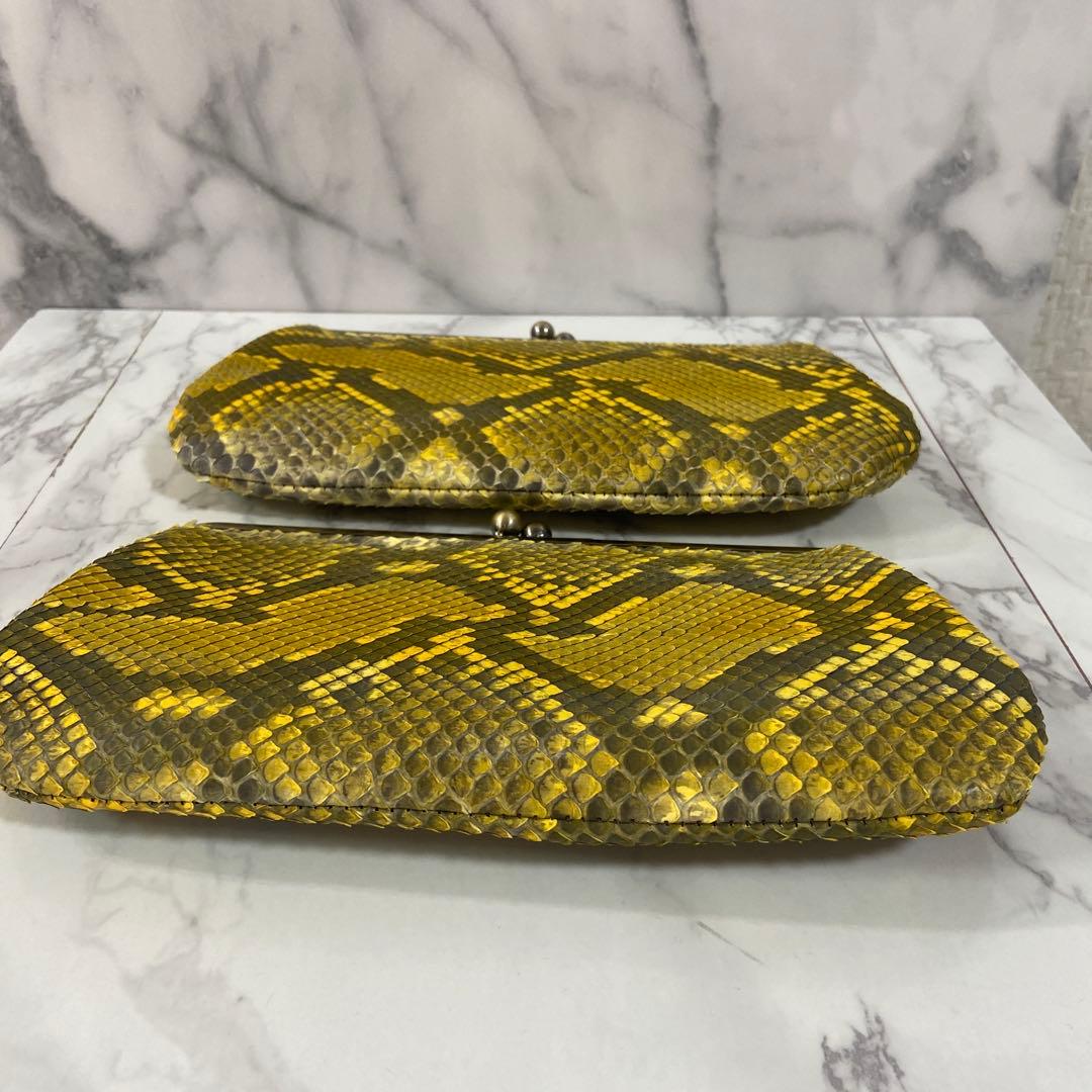 you　ハンドメイド　パイソンの本革親子がま口財布2点