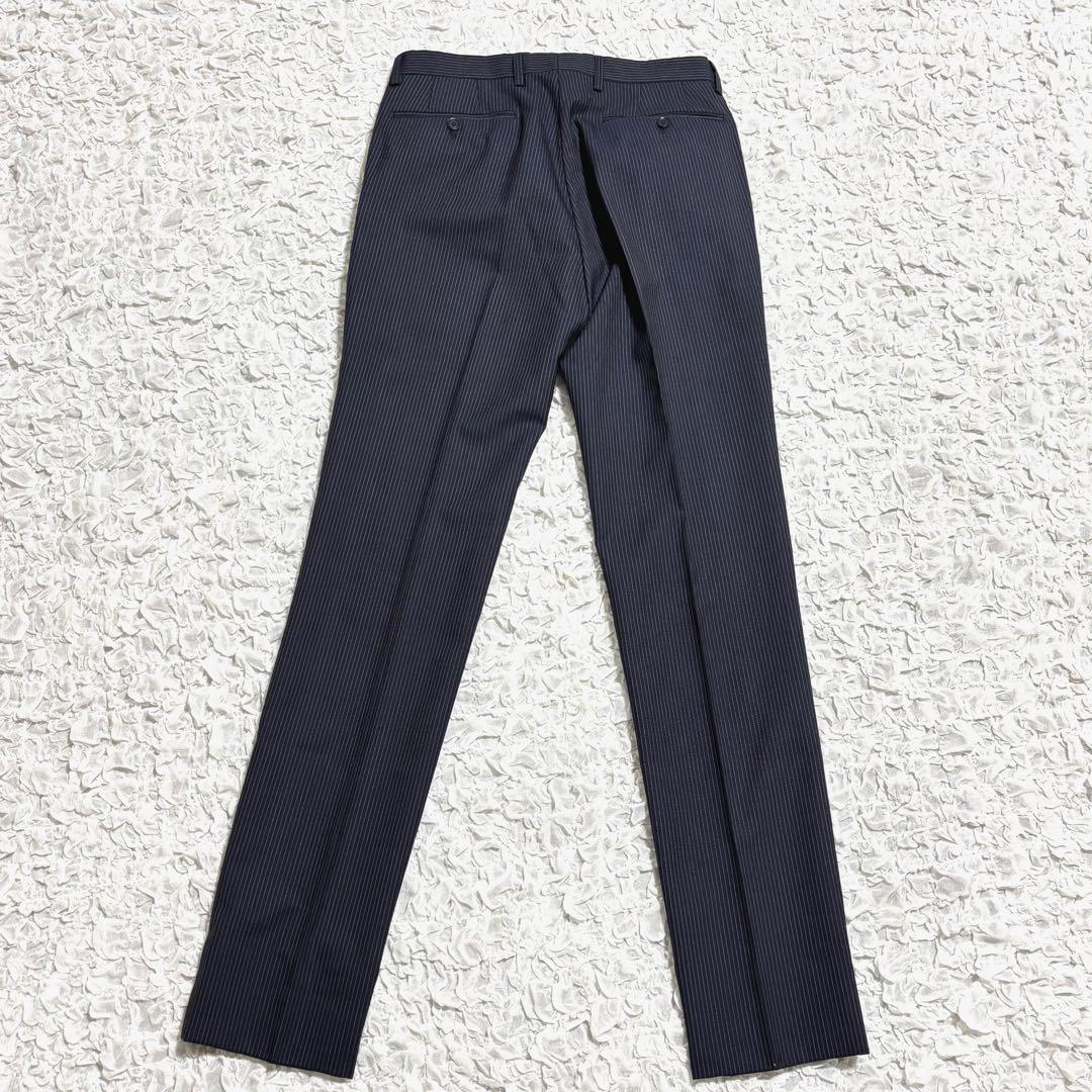 美品 グリーンレーベルリラクシング スーツ ダブル 6B ストライプ ネイビー