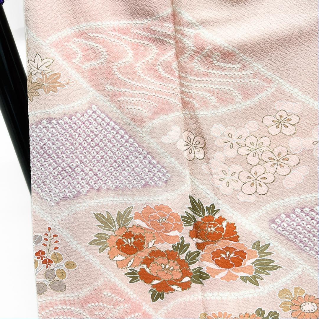 付け下げ　絞り　金彩　松竹梅　菊　桜　牡丹　芝草　着物　122b d ms