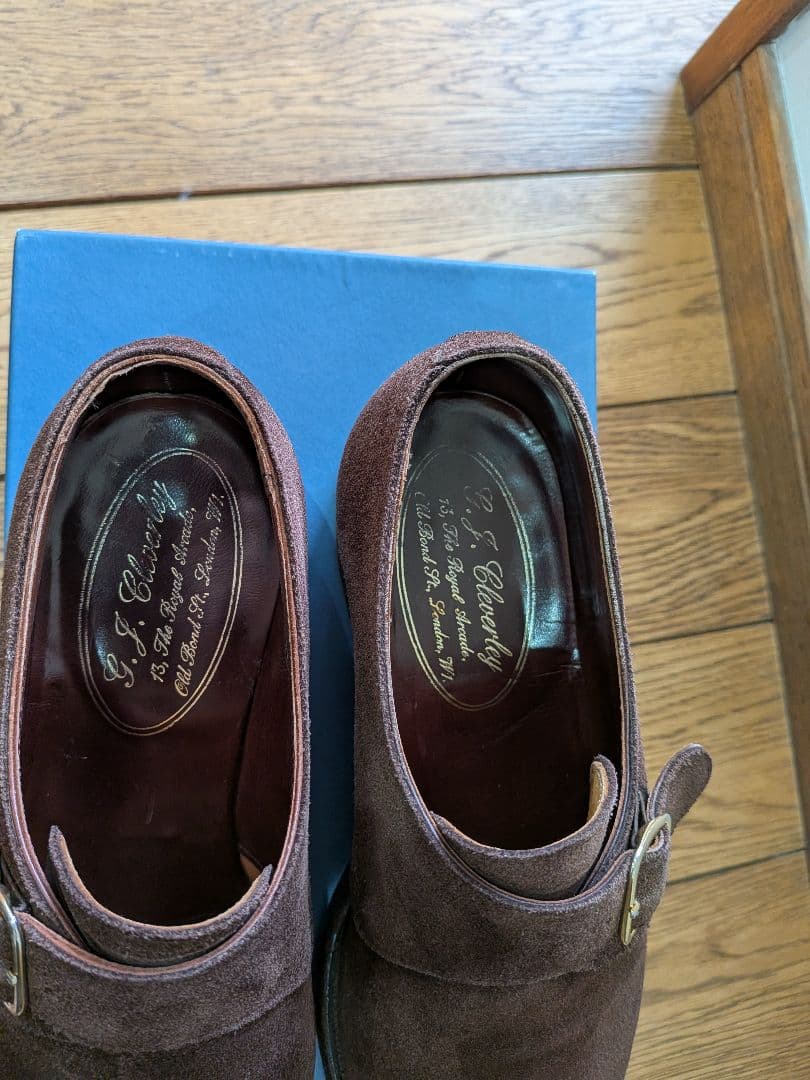 ジョージクレバリー　ダークブラウンスエード　 シングルモンク　 6½