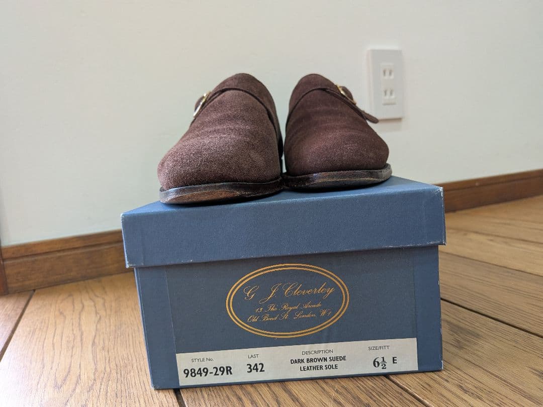 ジョージクレバリー　ダークブラウンスエード　 シングルモンク　 6½