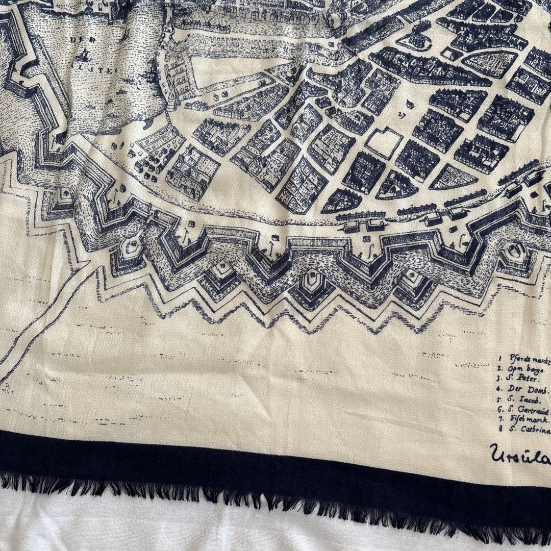 manipuri ウール&シルク　大判ストール　マニプリ　ハンブルク　古地図