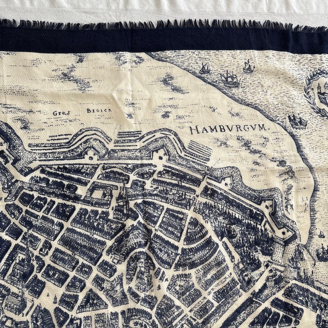 manipuri ウール&シルク　大判ストール　マニプリ　ハンブルク　古地図