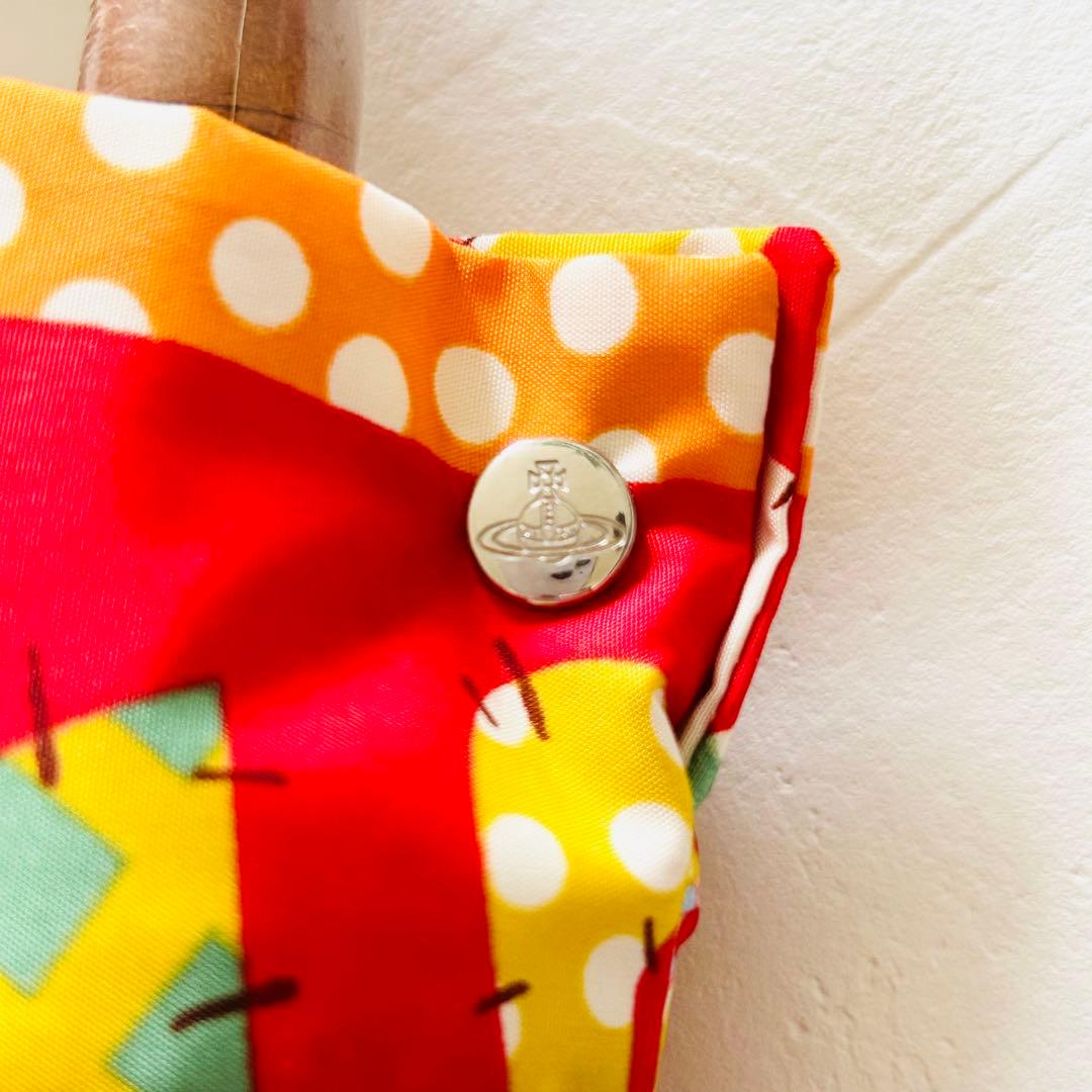 美品軽量ヴィヴィアンウエストウッド折りたたみ傘オーブ柄レッド総柄