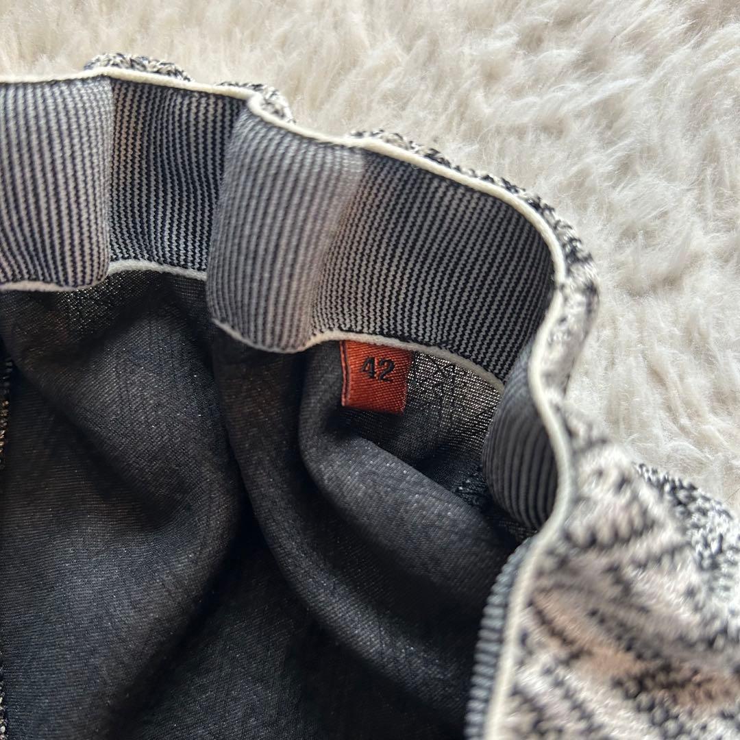 【美品】ミッソーニ ジグザグ ニットパンツ 42サイズ 白黒 レーヨン 毛