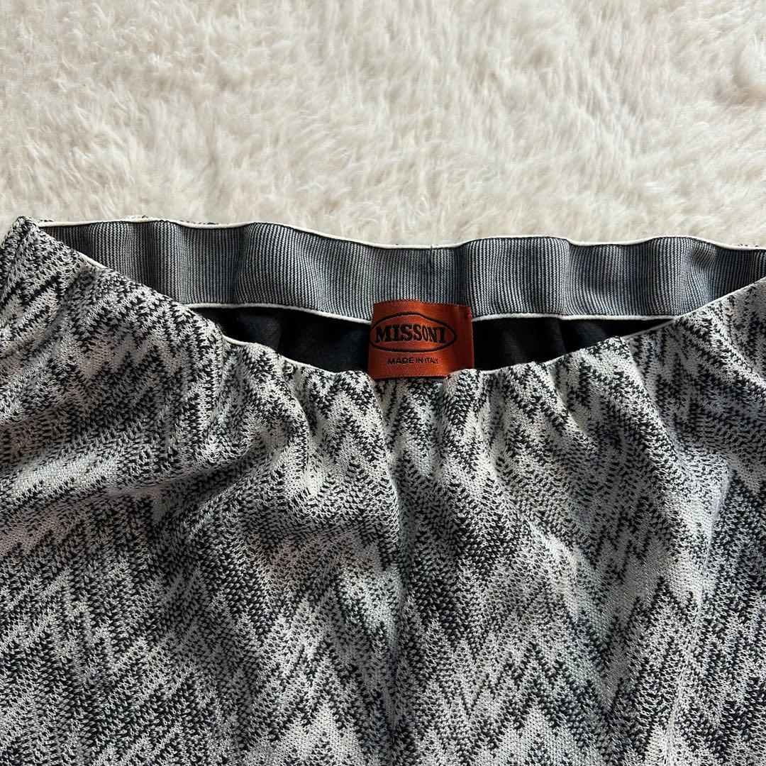 【美品】ミッソーニ ジグザグ ニットパンツ 42サイズ 白黒 レーヨン 毛