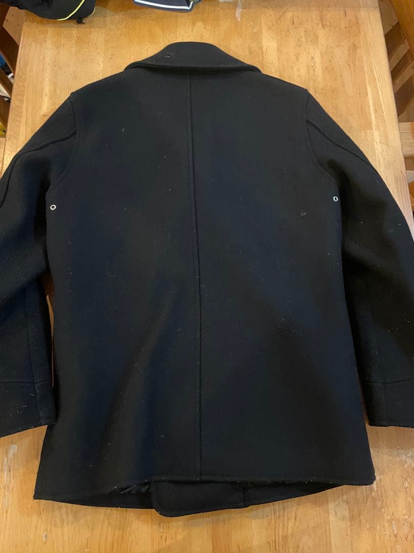 Denime 肉厚　ヘビーメルトン　Pコート　黒 Mサイズ