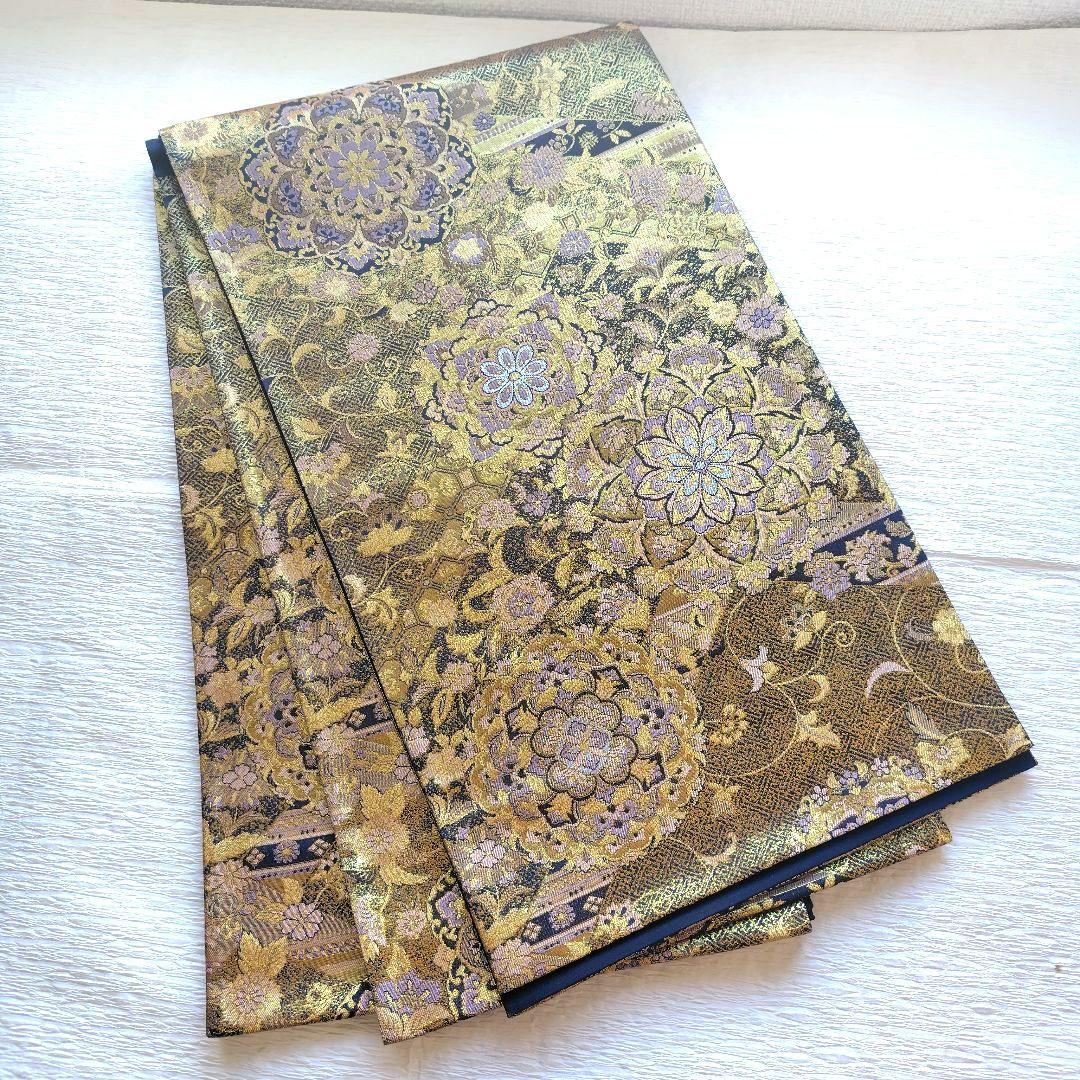 【逸品】袋帯 青銅彫金 華紋 唐花 着物 和装 訪問着 振袖 結婚式 成人式