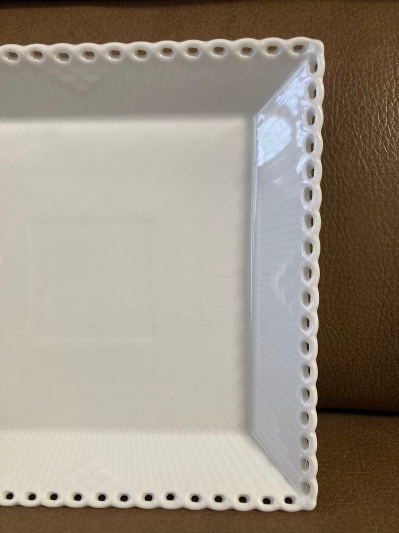 未使用 ロイヤルコペンハーゲン ホワイトフルーテッド フルレース スクエア S