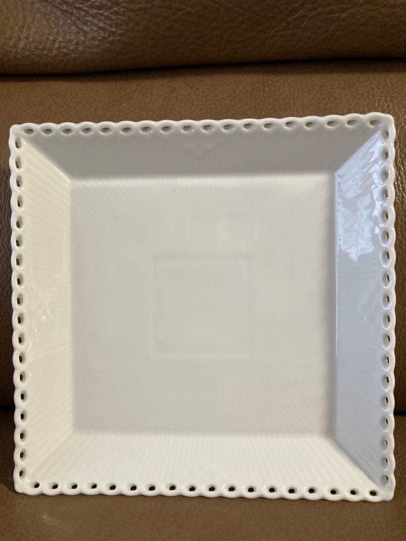 未使用 ロイヤルコペンハーゲン ホワイトフルーテッド フルレース スクエア S