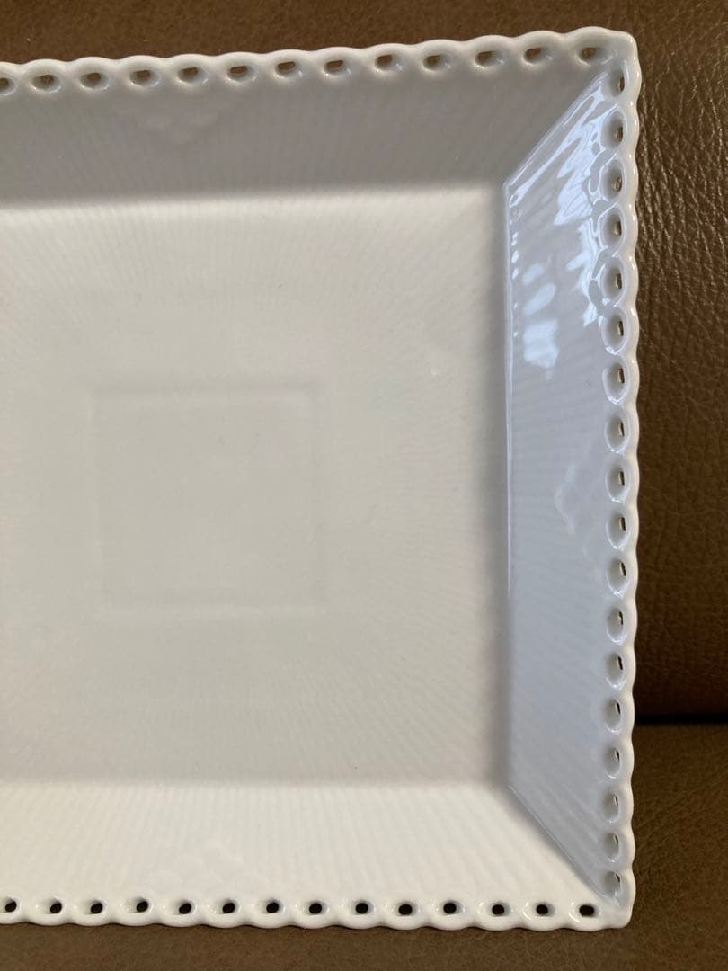 未使用 ロイヤルコペンハーゲン ホワイトフルーテッド フルレース スクエア S