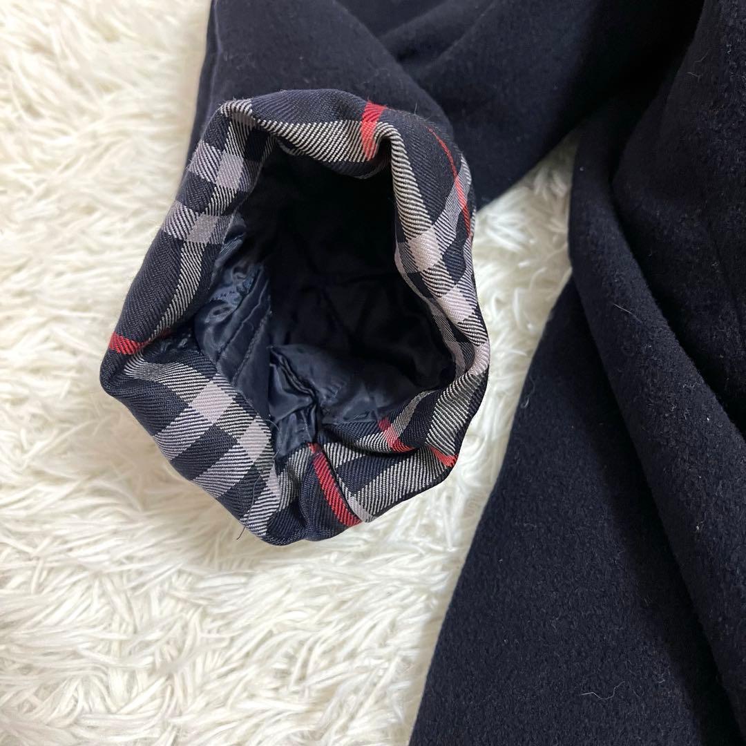 バーバリー フードコート ダブル チェック 金ボタン　 キルティング ネイビーM