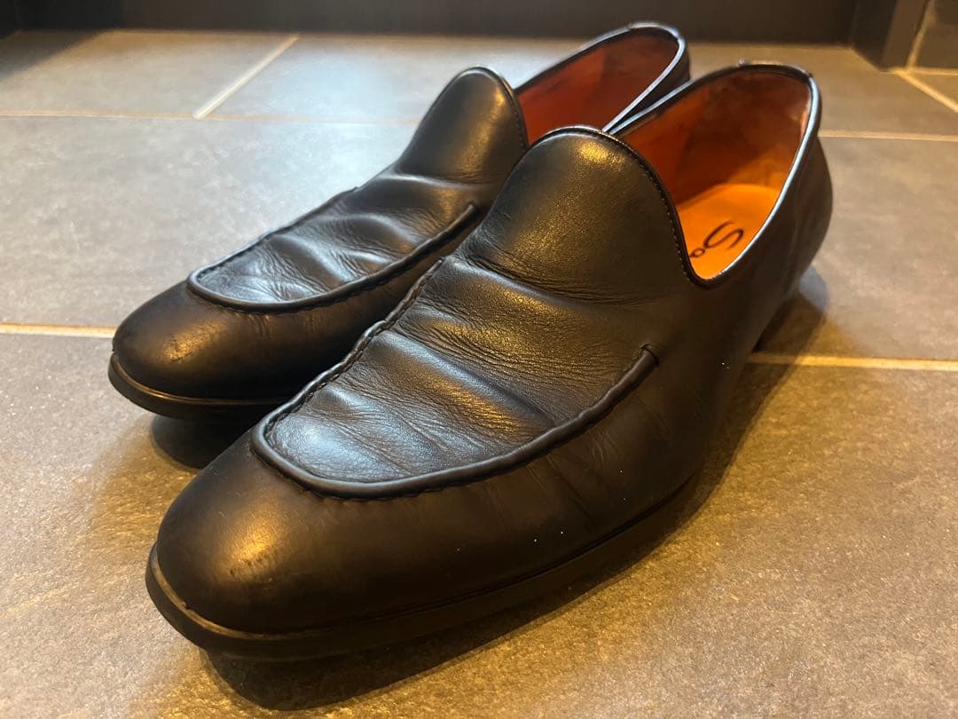 Santoni ネイビー ローファー