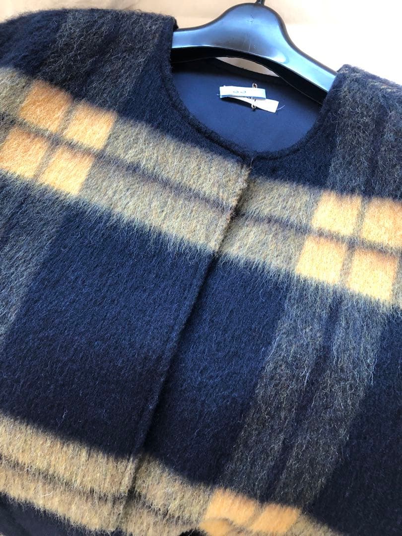 yori シャギー　チェック　コート