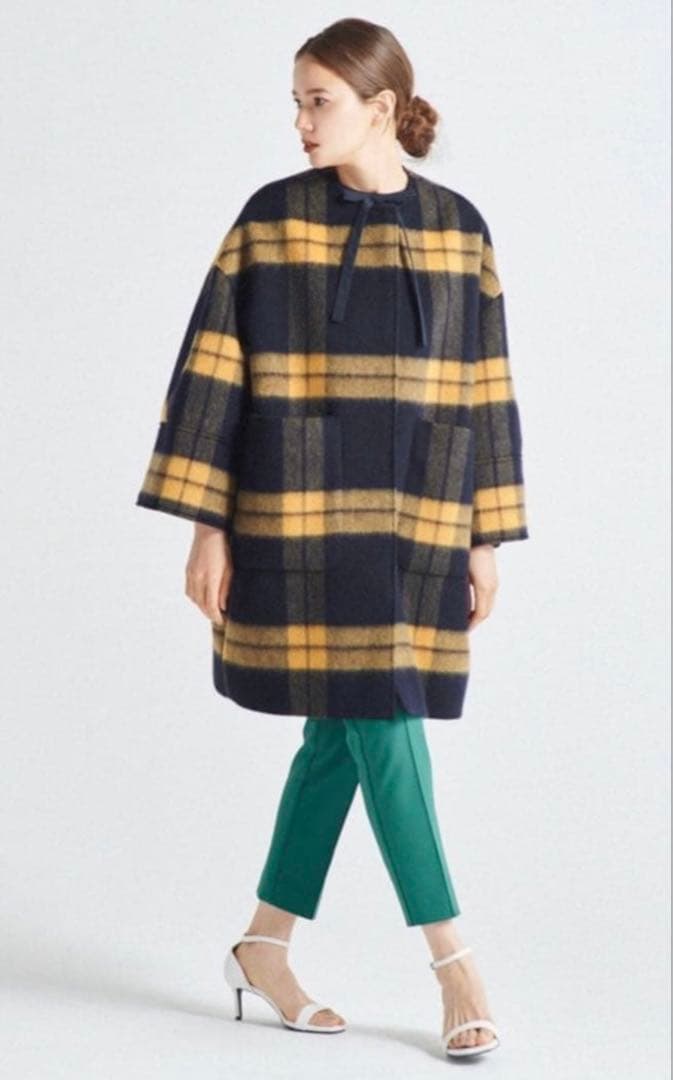 yori シャギー　チェック　コート