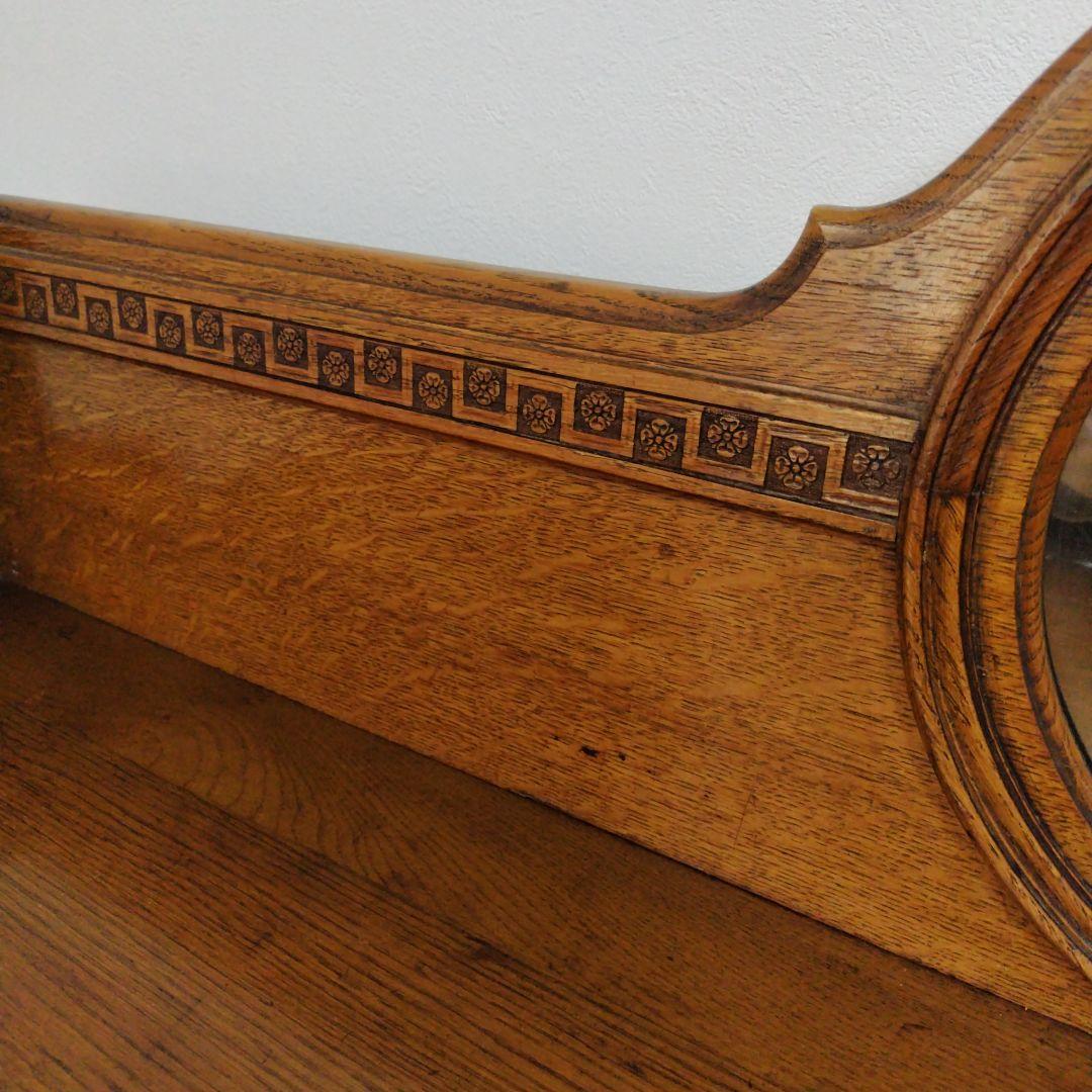 英国アンティーク家具　ミラーバッグサイドボード　オーク材　店舗什器