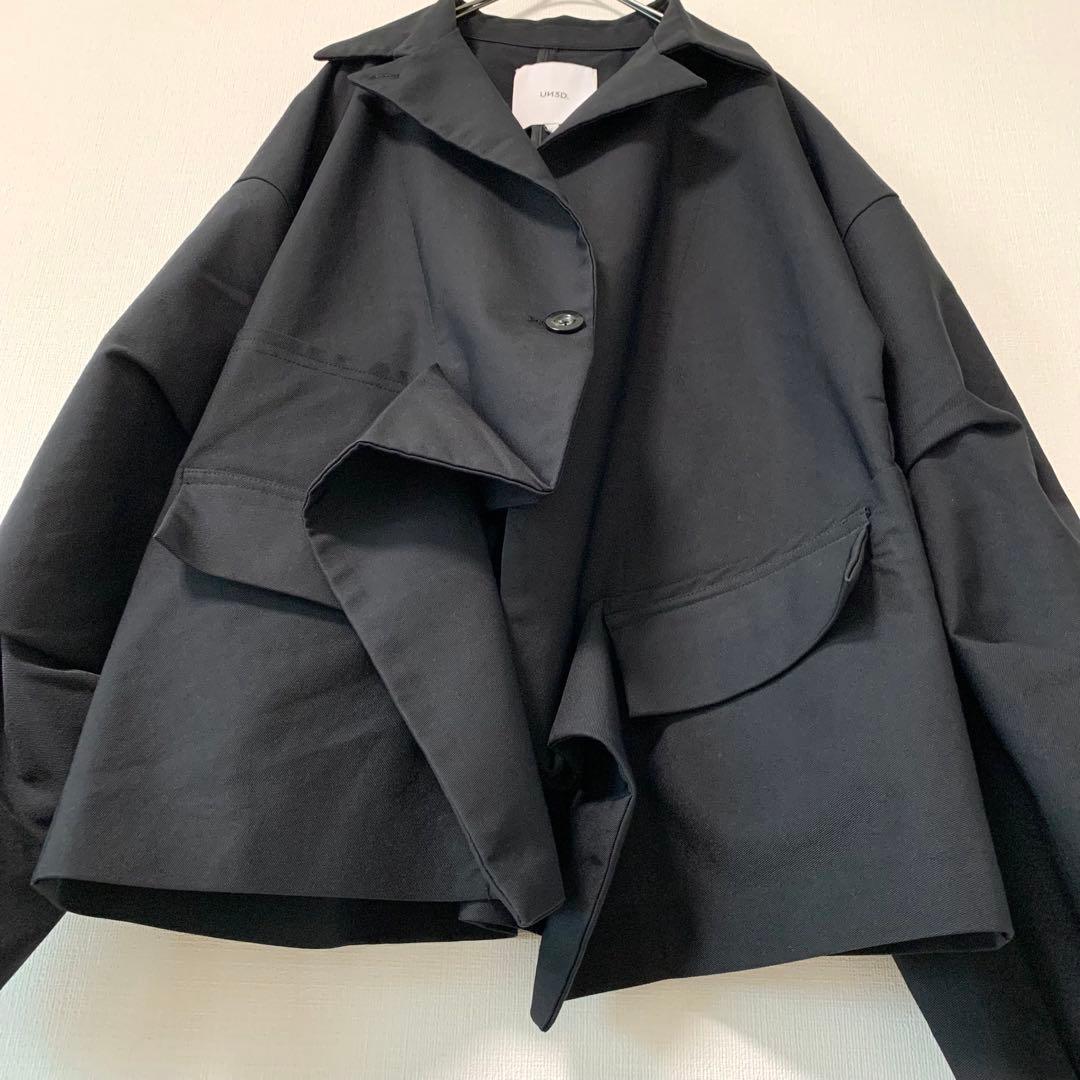UN3D.／アンスリード　ショートオリガミトレンチコート　ブラック　Fサイズ