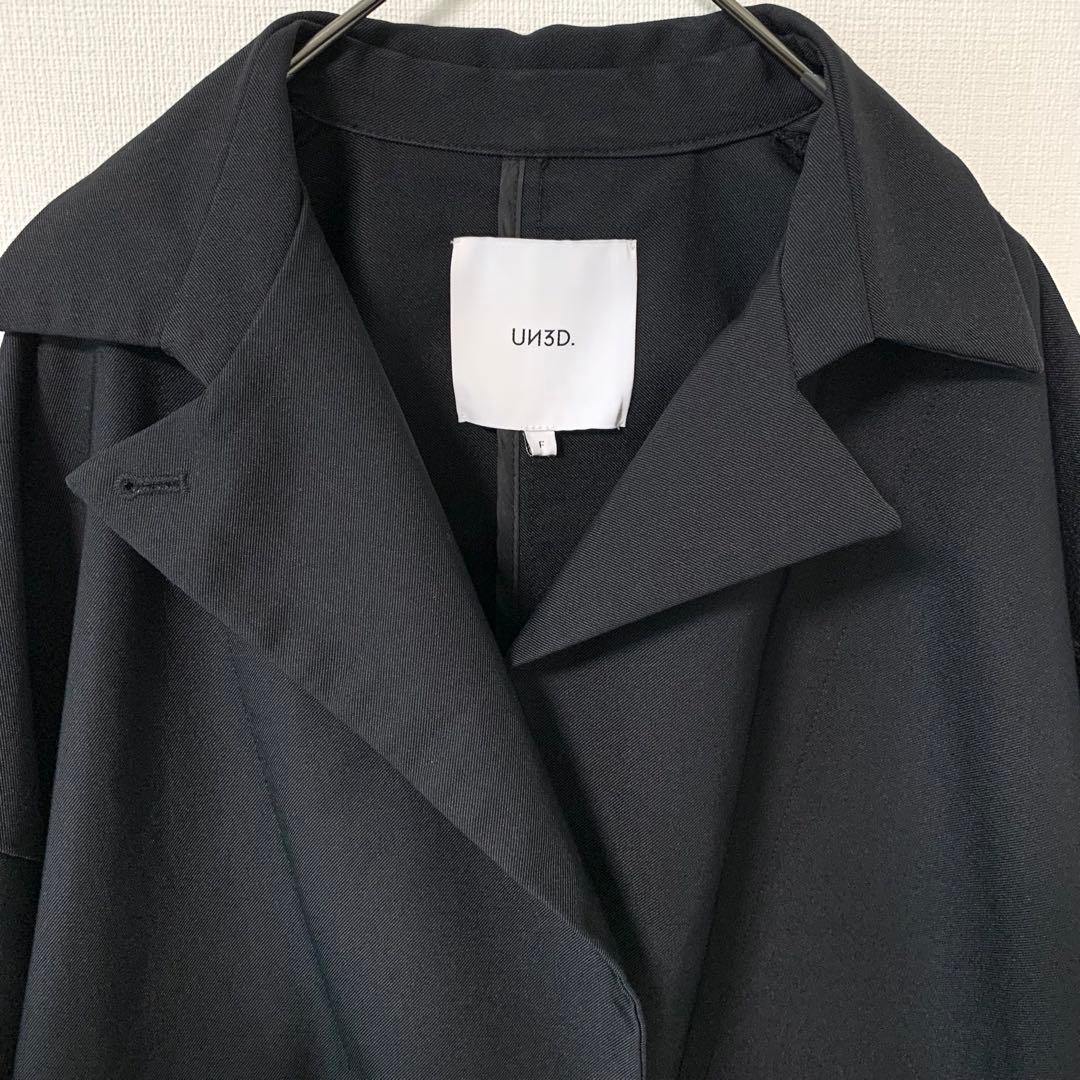 UN3D.／アンスリード　ショートオリガミトレンチコート　ブラック　Fサイズ