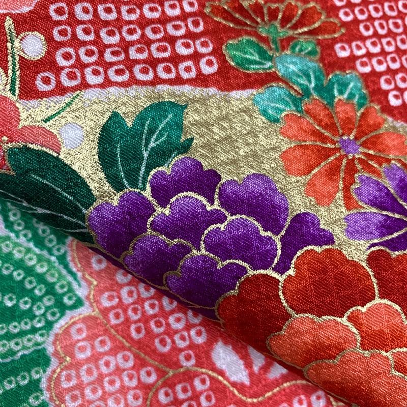 511ag72□七五三 三歳 女児 着物&被布&長襦袢 金彩 鹿子 御所車□美品