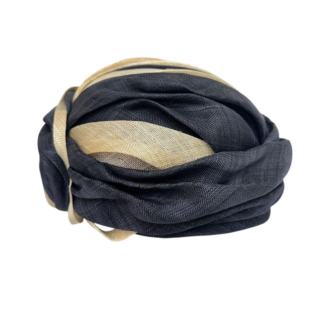 maxim ネイビー/ベージュハット　天然草