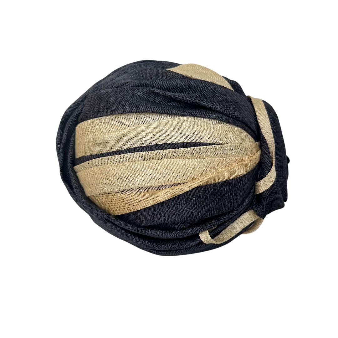 maxim ネイビー/ベージュハット　天然草