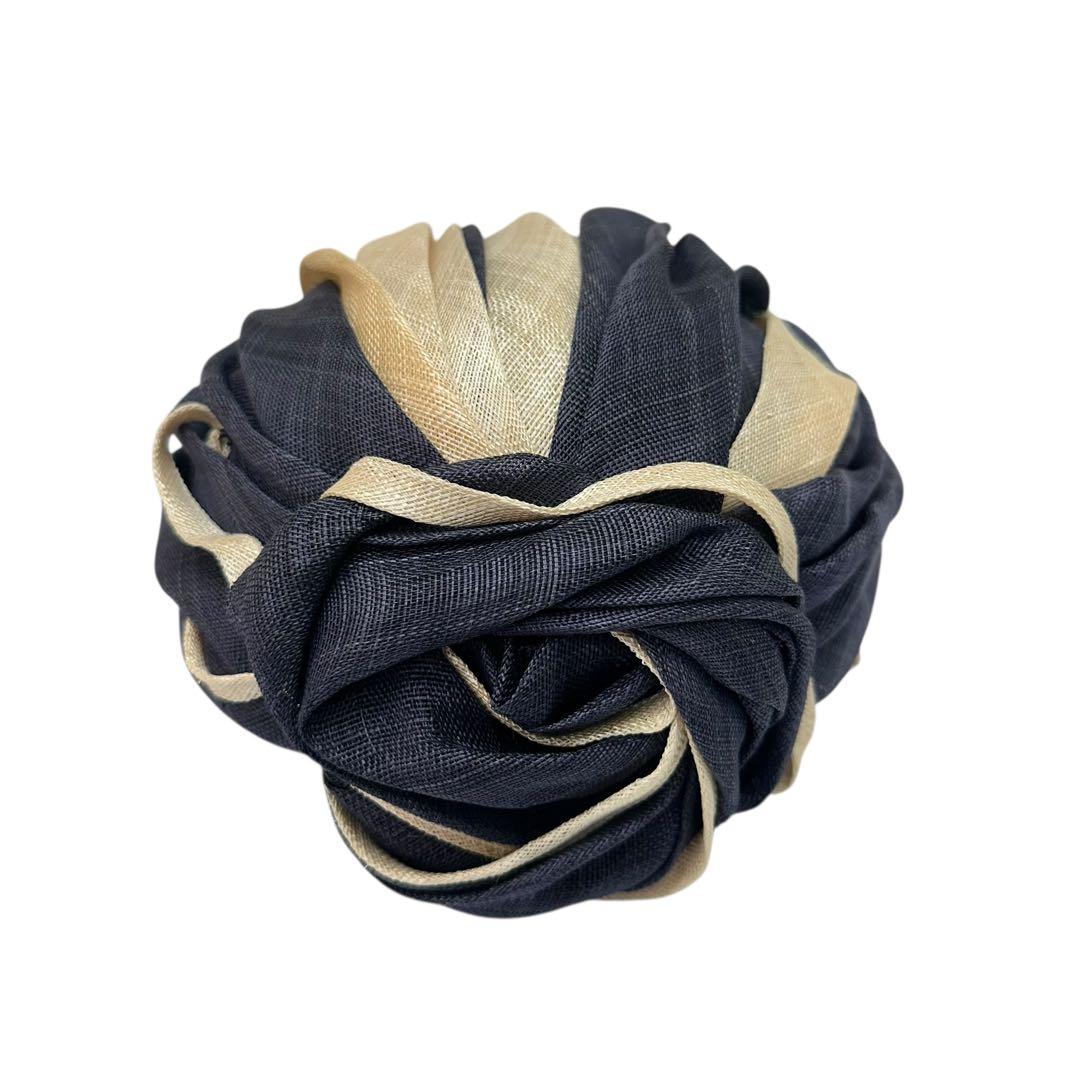 maxim ネイビー/ベージュハット　天然草