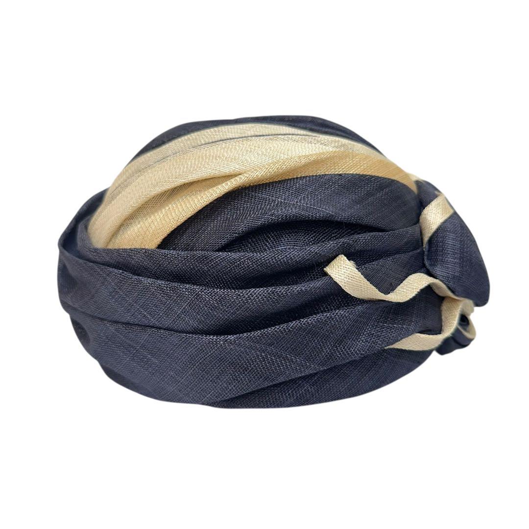 maxim ネイビー/ベージュハット　天然草