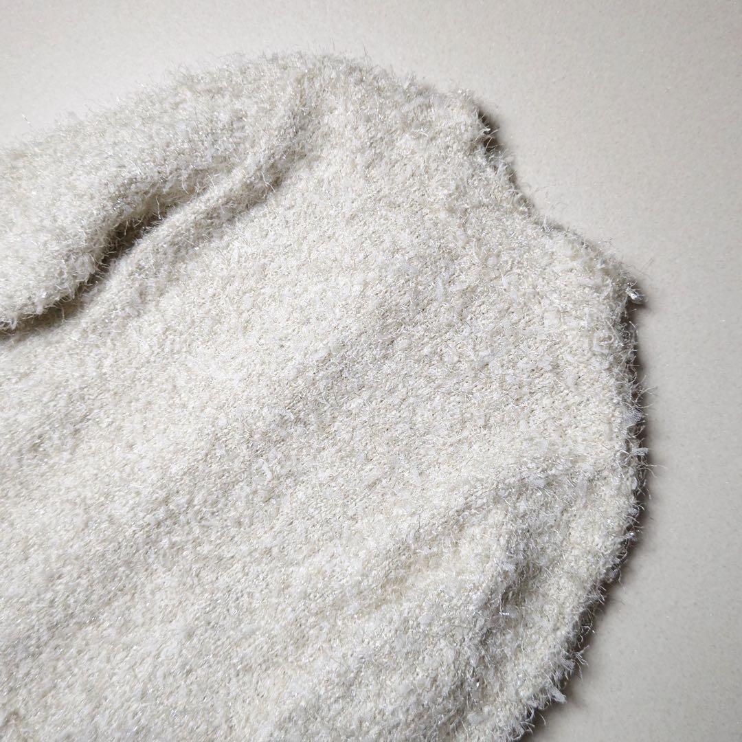 ウィムガゼット　ラメツィードニットジャケット　金ボタン　カーディガン　アイボリー