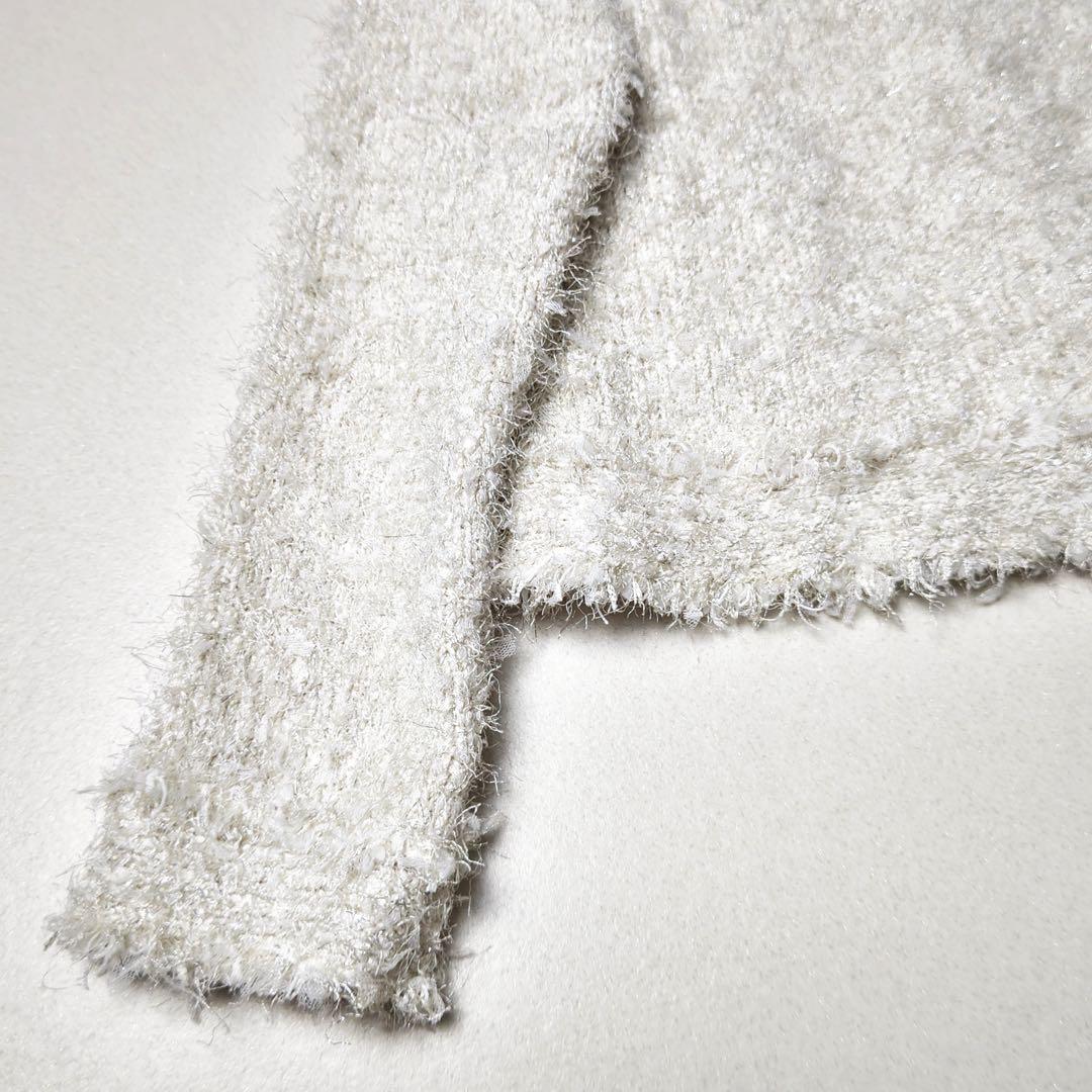 ウィムガゼット　ラメツィードニットジャケット　金ボタン　カーディガン　アイボリー