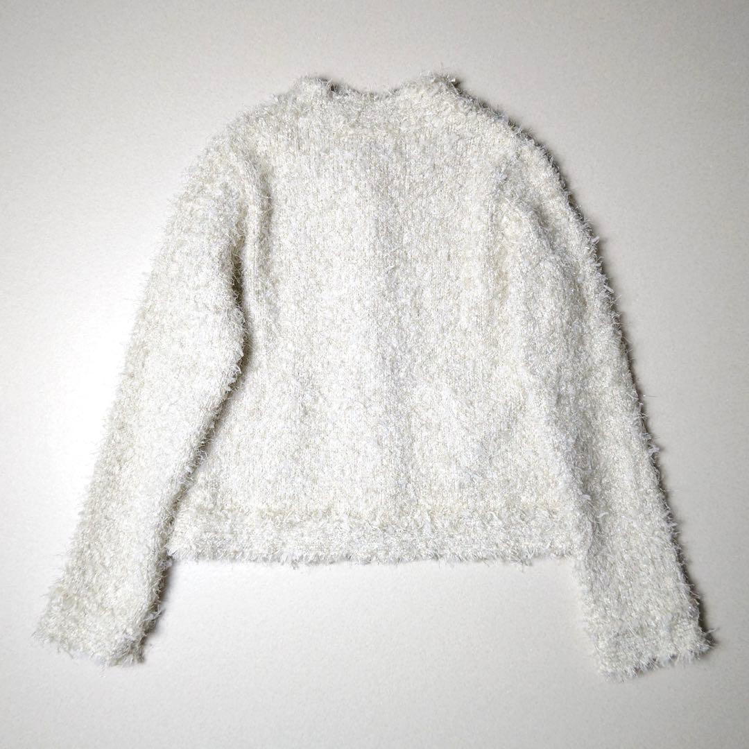 ウィムガゼット　ラメツィードニットジャケット　金ボタン　カーディガン　アイボリー