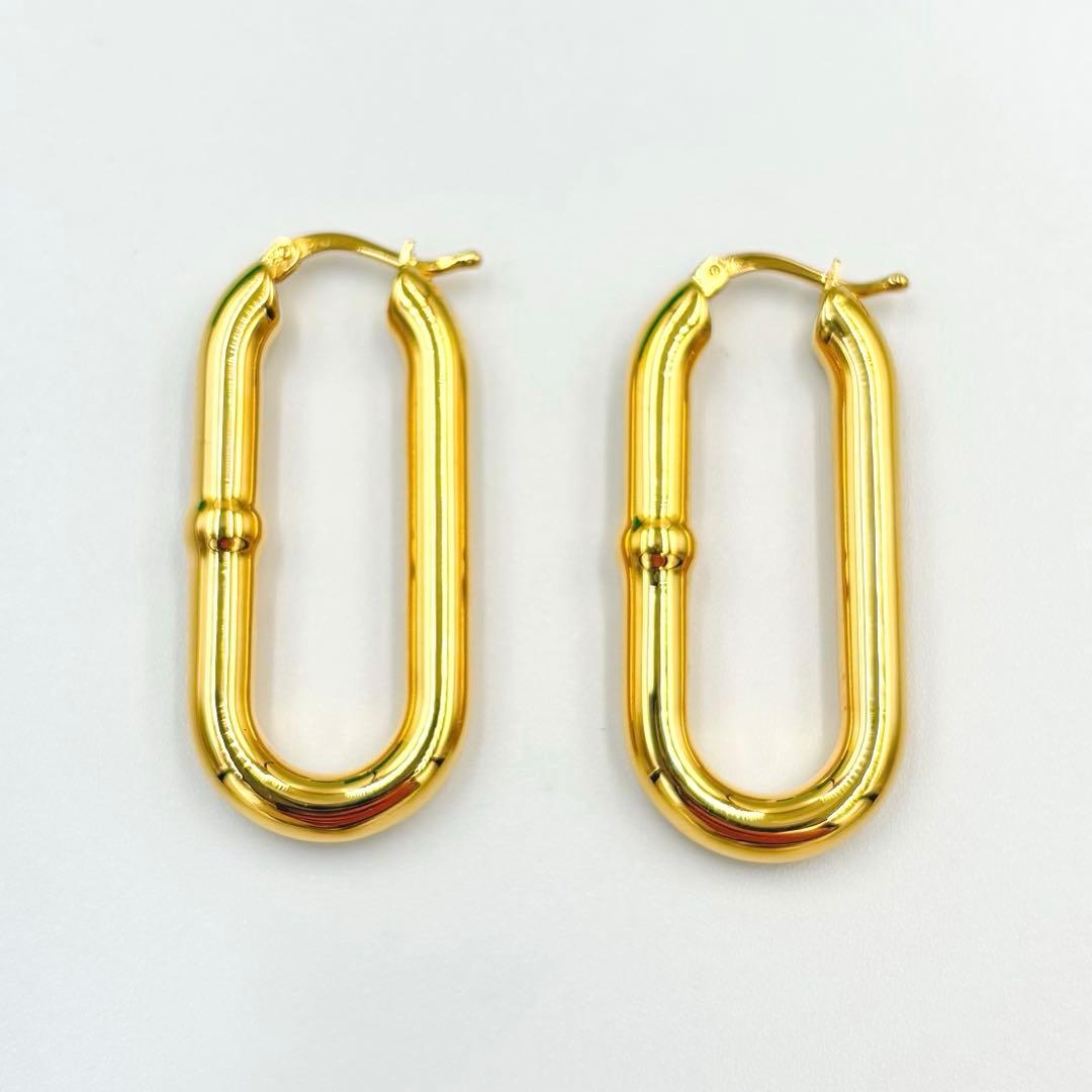 【良品】ボッテガ BOTTEGA VENETA フープピアス 925 ゴールド