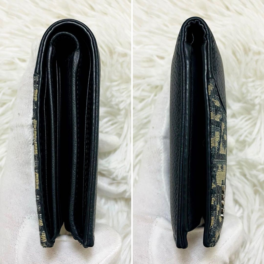 極美✨ディオール 二つ折り財布 レザー オブリーク レザー ブラック 現行 新作