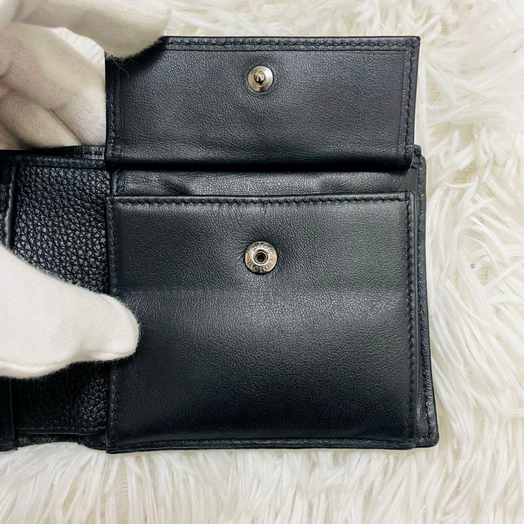 極美✨ディオール 二つ折り財布 レザー オブリーク レザー ブラック 現行 新作