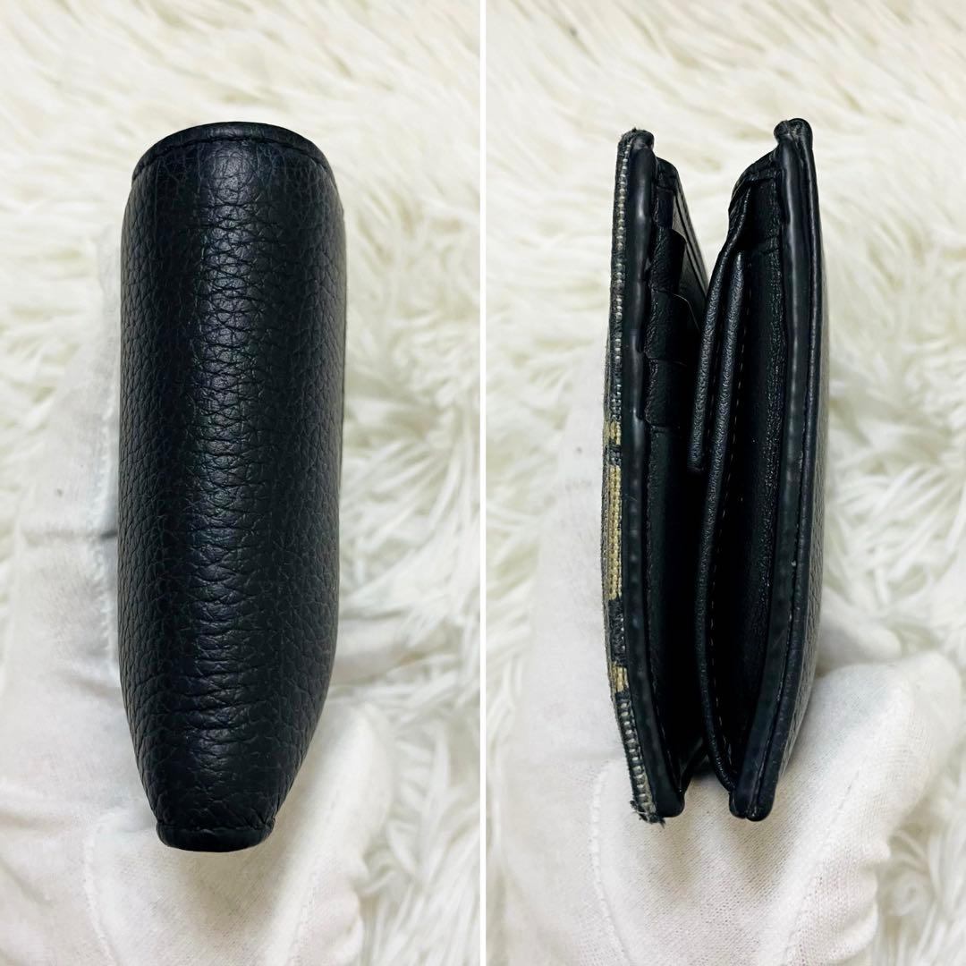 極美✨ディオール 二つ折り財布 レザー オブリーク レザー ブラック 現行 新作