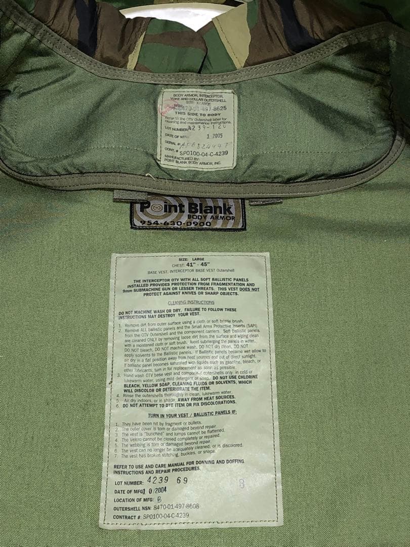 本物　インターセプターボディアーマー　OTV 防災　護身　お宝　米軍実物　防弾