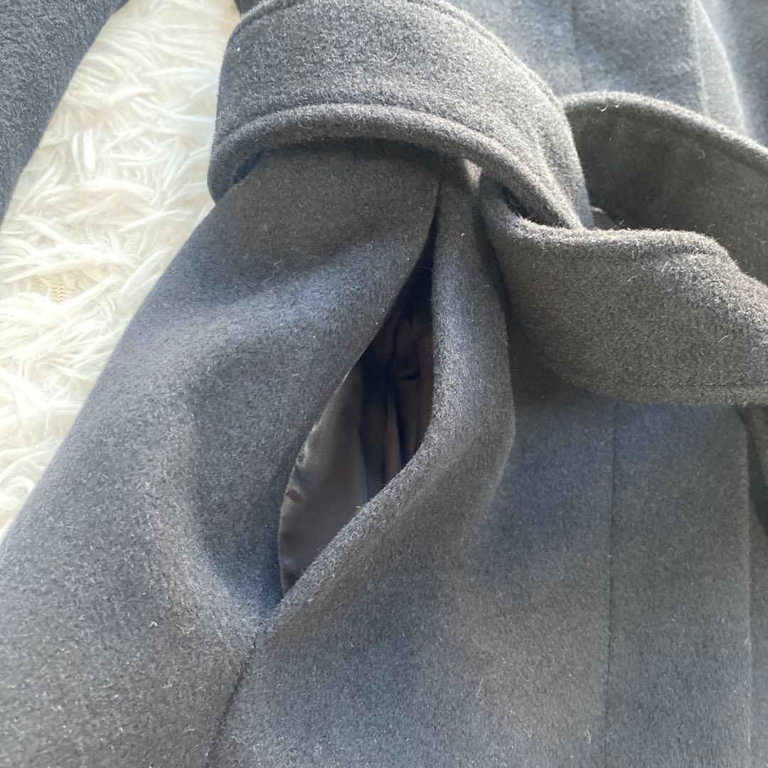 美品　バーバリーロンドン　コート　ベルト　ブラック　ノバチェック　アンゴラ65%