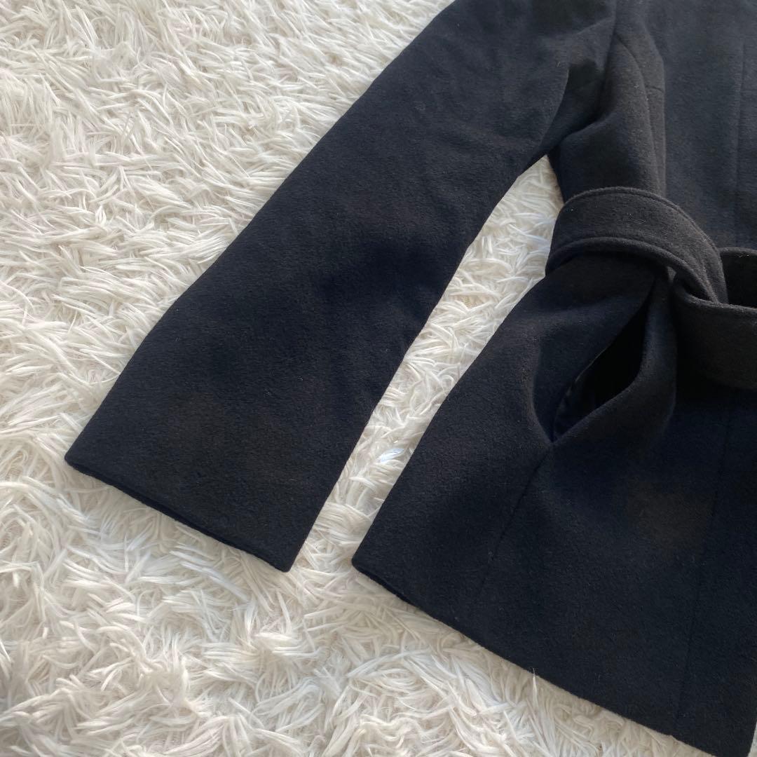 美品　バーバリーロンドン　コート　ベルト　ブラック　ノバチェック　アンゴラ65%