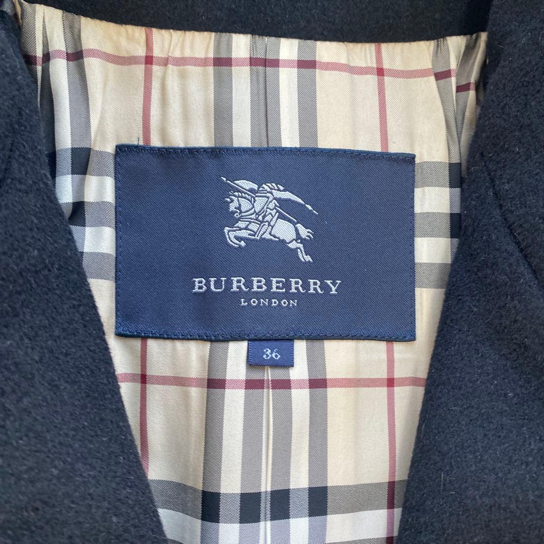 美品　バーバリーロンドン　コート　ベルト　ブラック　ノバチェック　アンゴラ65%