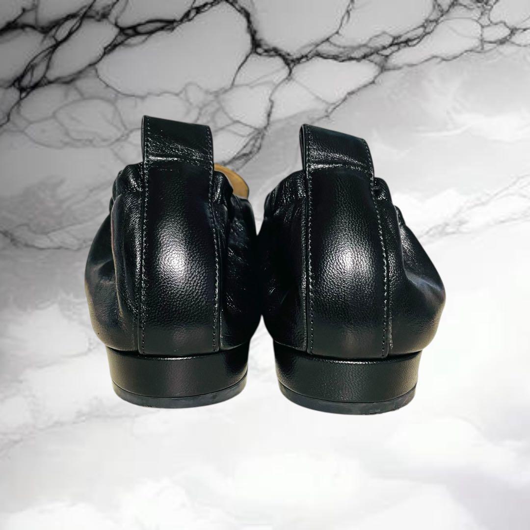 【ネブローニ】美品ゴートレザー ポインテッドトゥ フラットシューズ 黒 38