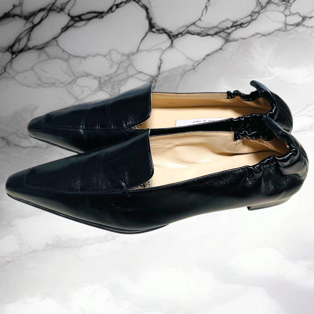 【ネブローニ】美品ゴートレザー ポインテッドトゥ フラットシューズ 黒 38