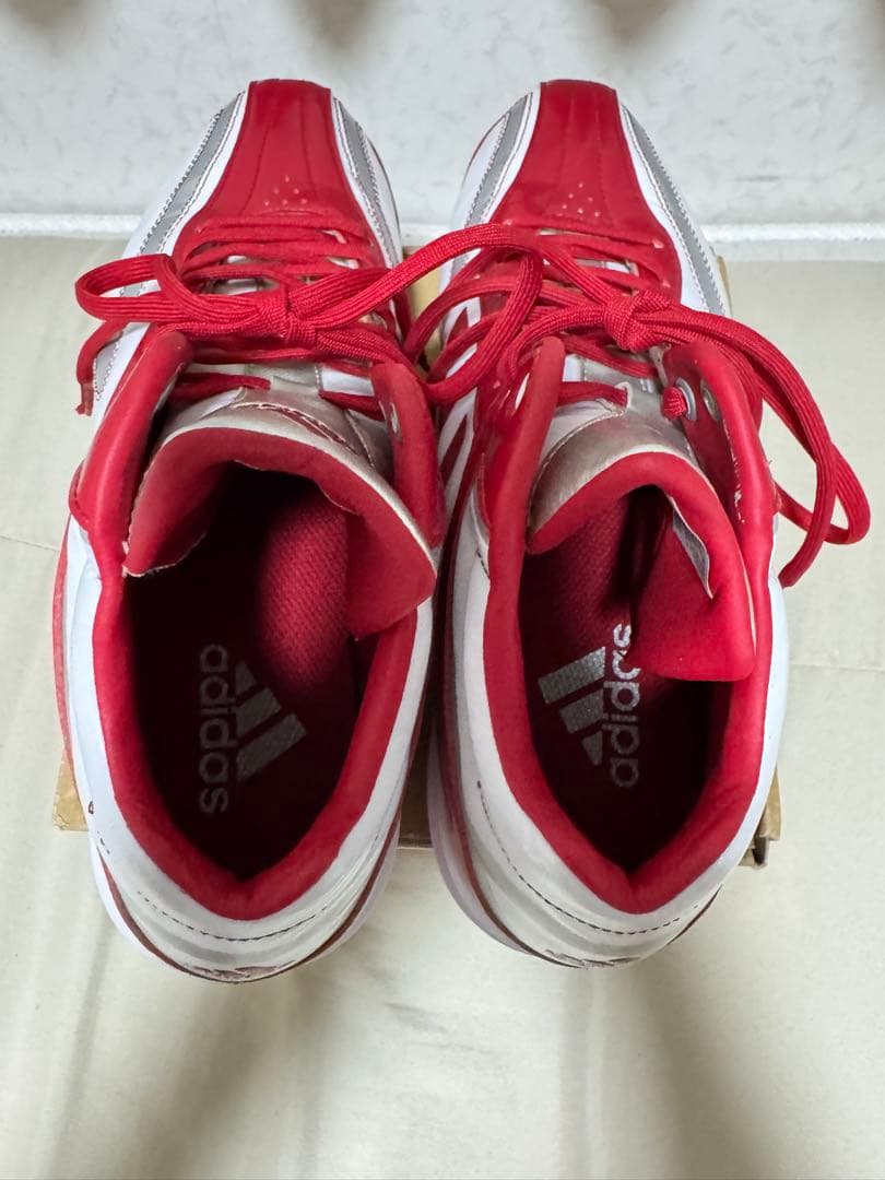 【美品】アディダス 野球 樹脂底 ポイントスパイク ミッドカット