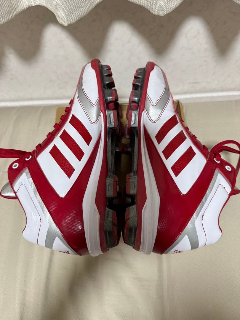 【美品】アディダス 野球 樹脂底 ポイントスパイク ミッドカット