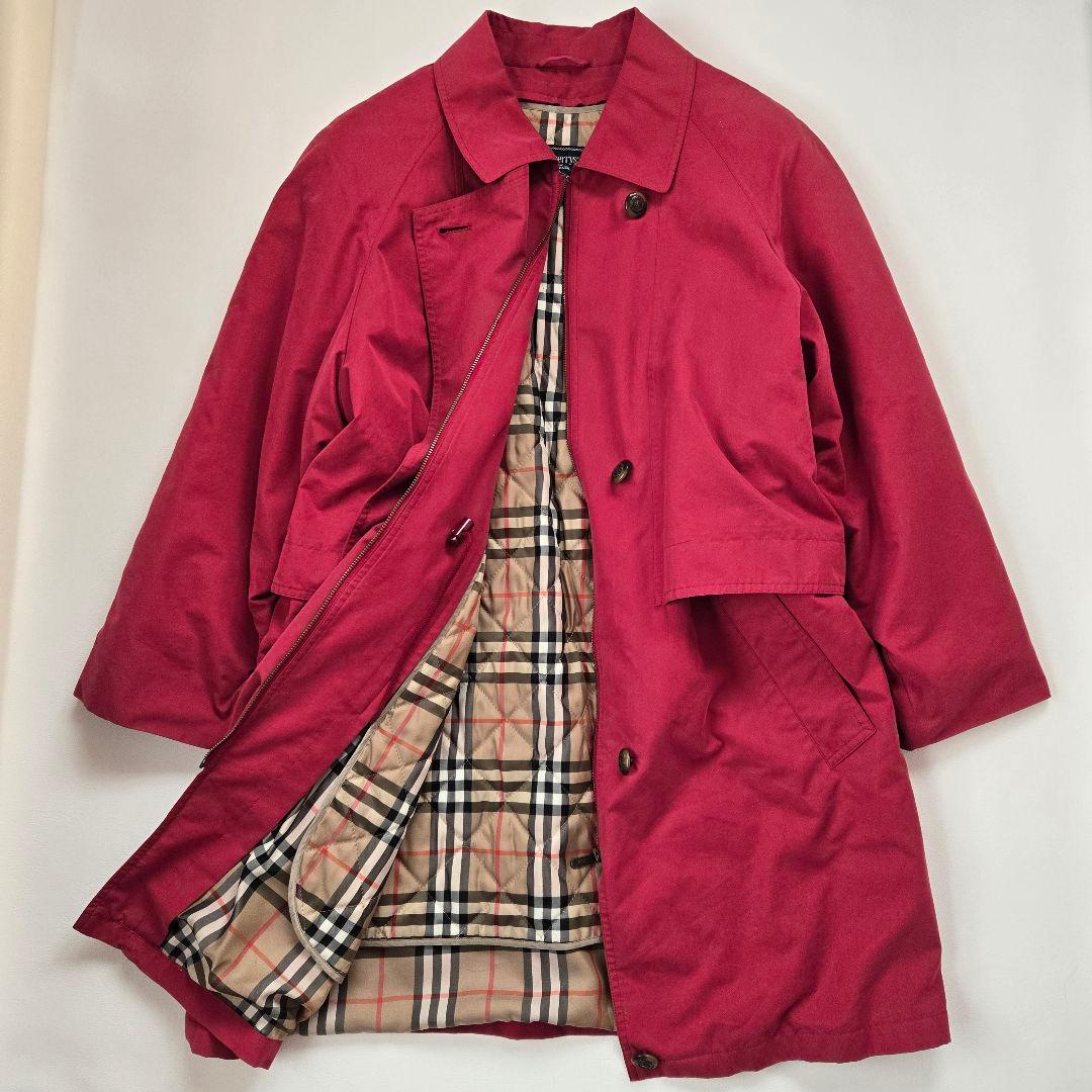 Burberrys ステンカラーコート キルティングライナー ドローコード 赤