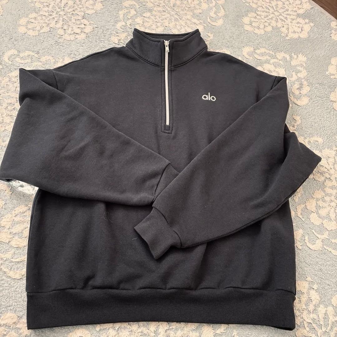 alo ハーフジップ トレーナー 黒