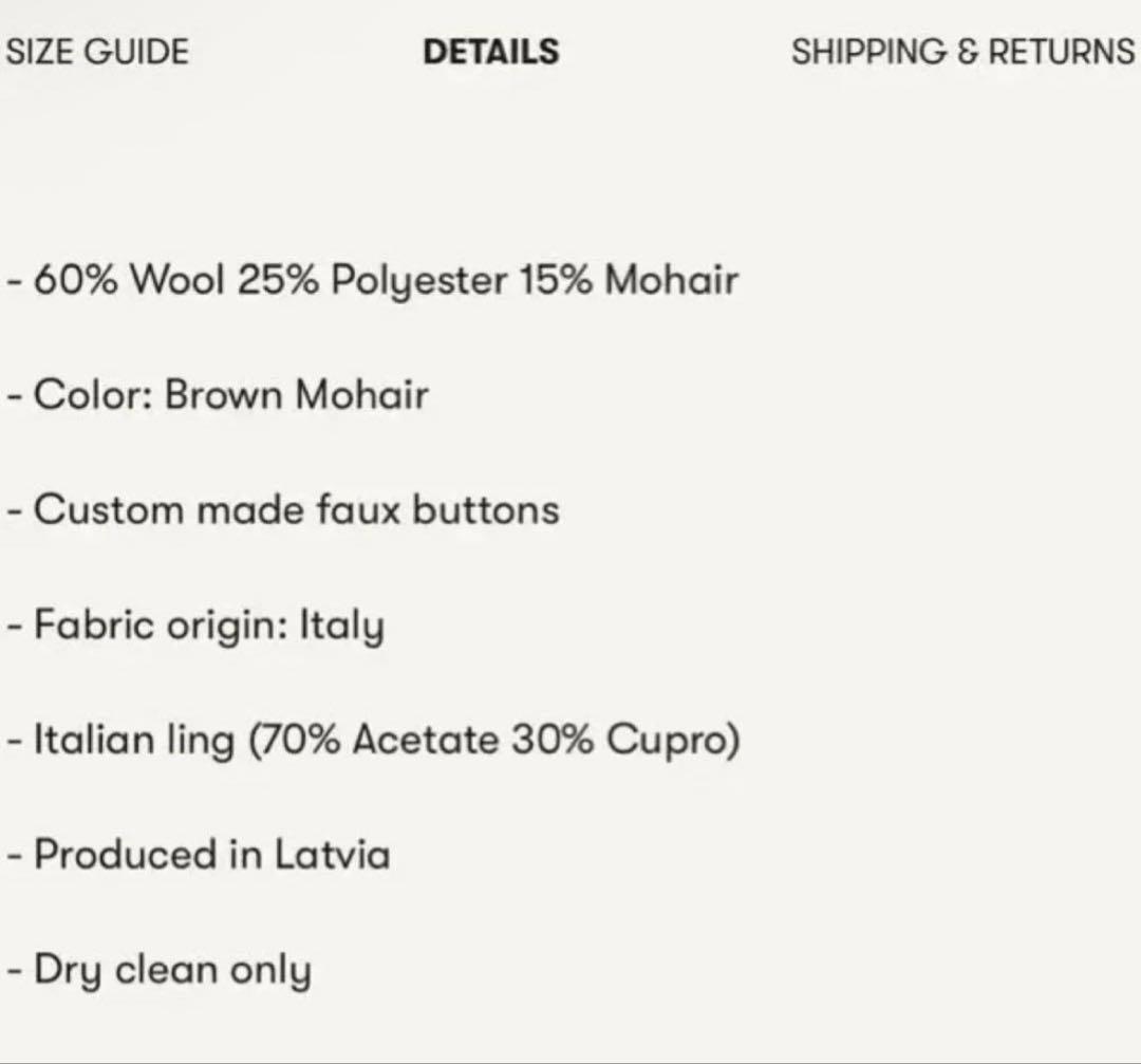 ジャケット・アウター SEFR BROWN MOHAIR ESCO COAT